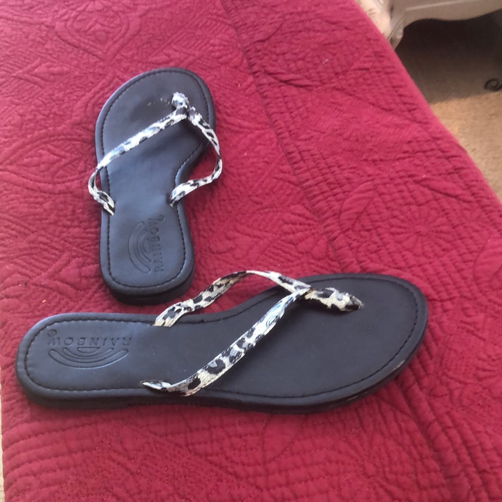 Rainbow Leopard Print Sandals in Size 8